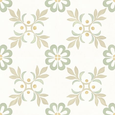 Carrelage effet Carreau ciment Roselis Vert 22,3x22,3x0,9 cm Levior - Sol et mur intérieur (vendu par carton de 0,65 m²) - RO'MA CARRELAGE