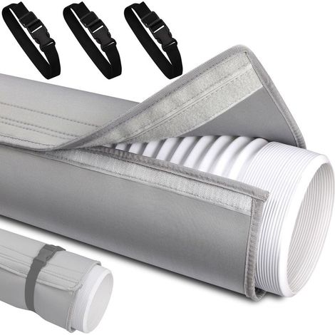 Gaine d'isolation pour tuyau d'évacuation de climatiseur portable — Housse thermique pour tuyaux d'un diamètre de 5 à 5,9 pouces, incluant 3 sangles de fixation réglables