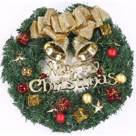 Couronne De Noël - 30 Cm - En Pvc - Décoration Porte Intérieure Extérieure - 1 Pièce