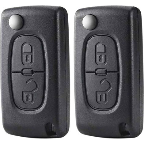 Boîtier de clé à rabat à 2 boutons de remplacement pour Citroën Xsara Peugeot 107 207 307 2BT (0536) VA2 Blade avec batterie (1/5)