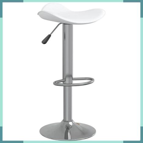 335089 Tabourets de bar lot de 2 blanc acier chromé et cuir artificiel (1/5)