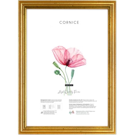 Lupia - Cornice Portafoto da Parete, Oro Anticato BLITZ, Made in Italy, Appendibile Orizzontale/Verticale, dorata, per Foto, Stampe Artistiche, Poster, Quadri Moderni 50x70 cm (1/4)