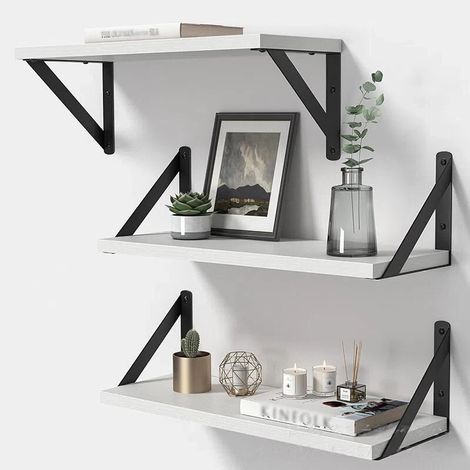 Etagere murale- Lot de 3 étagères murales en Bois 4015-Blanc (1/5)