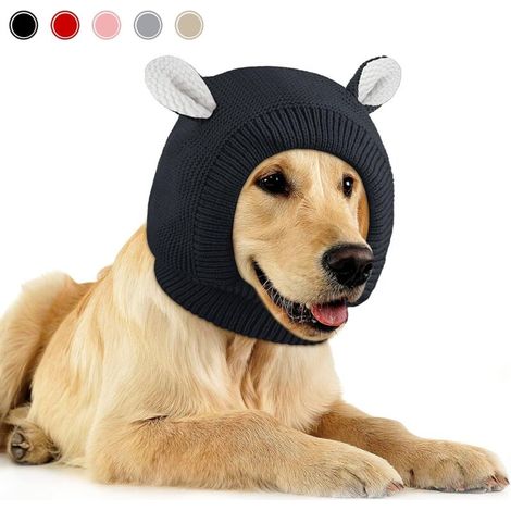 Cache-oreilles pour chien - pour garder les oreilles du chien au chaud et calmer les aboiements anxieux - 1 pièce, noir, 36-48 cm (1/5)