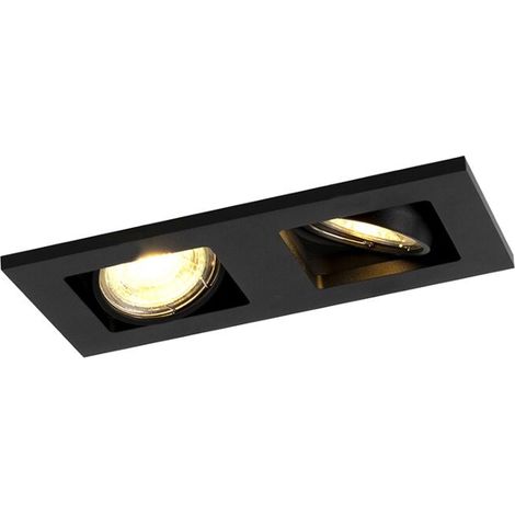 QAZQA qure - LED Dimmable Spot encastrable variateur inclus - 2 lumière - L 19 cm - Noir - Moderne - éclairage intérieur - Salon I Chambre I Cuisine I Salle à manger