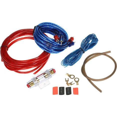 Kit de montage d'amplificateur de caisson de basses Audio de voiture 1500W Kit de câblage AMP RCA câble de support de fusible de fil (1/4)