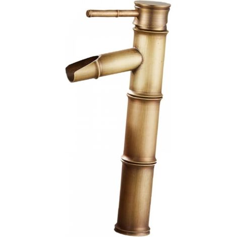 Robinet de salle de bain Mitigeur lavabo en Laiton rotation a 360° Style Japonais Bambou avec Flexible (1/5)
