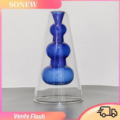 Sonew Vase hydroponique de plante Vase à plantes hydroponiques, Vase en verre moderne, bouteille luminaire soliflore (1/5)