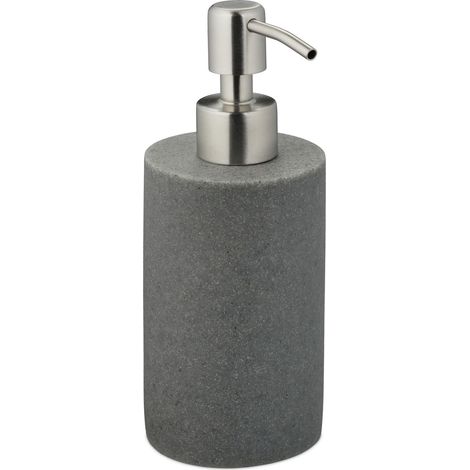 Dispensador de jabón líquido práctico 16,5 x 7 x 8 cm dosificación precisa moderno baño de poliresina gris 130009165 (1/5)