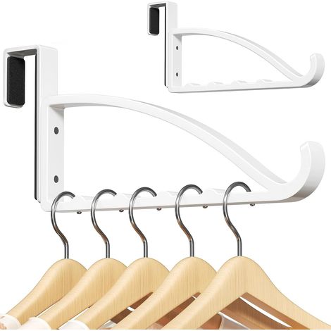 Türhaken für Kleiderbügel, 2er-Set, platzsparende Haken für Kleidung, Jacken und Taschen, kein Bohren erforderlich, für Türen bis zu 3,6 cm Dicke, Weiß (1/5)