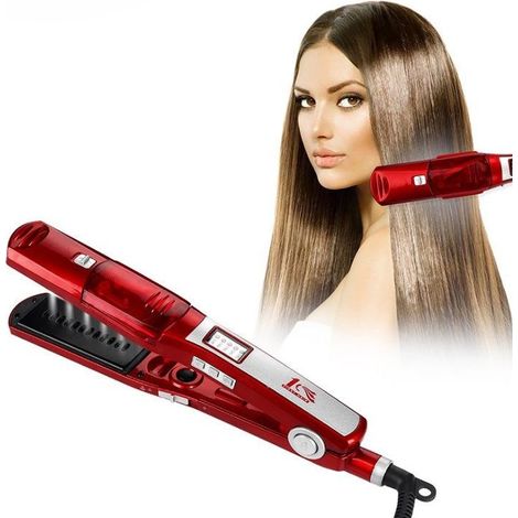 (Rouge, norme européenne) Lisseur vapeur, fer à boucler, soin vapeur pour cheveux, lisseur et hydratation (1/5)