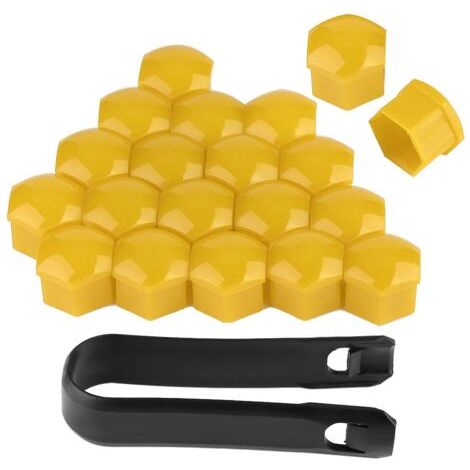Bnineteenteam Couvercle D'écrou de Roue de Voiture, 20 Pièces écrou de 17mm, Protection de Vis de Moyeu Automatique de Roue de Voiture, Capuchon Antivol (Yellow (1/5)