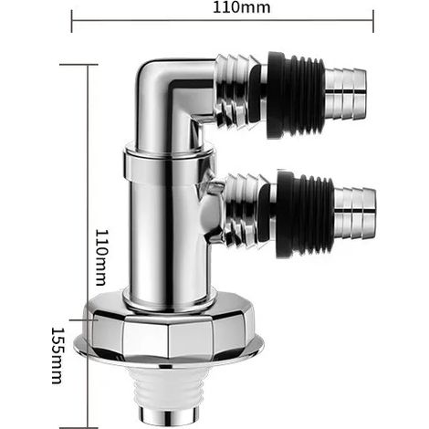 (F type rotary tee)Washing Machine Floor Drain Joint Double Purpose Pipe Connector Dishwasher Universal Hose Adapter Disposer Trap Tool (1/4)