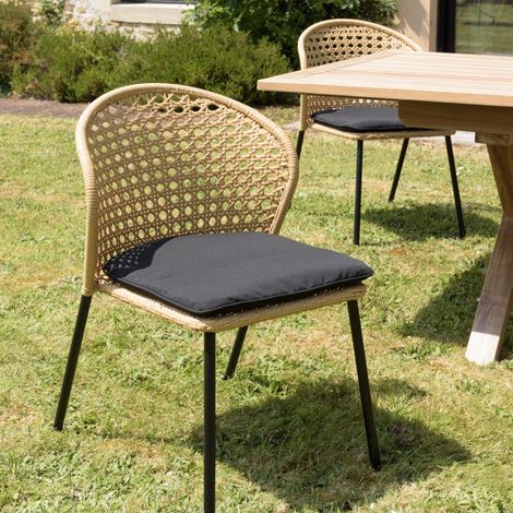 MALO - Lot de 2 chaises rotin synthétique couleur naturelle (1/5)