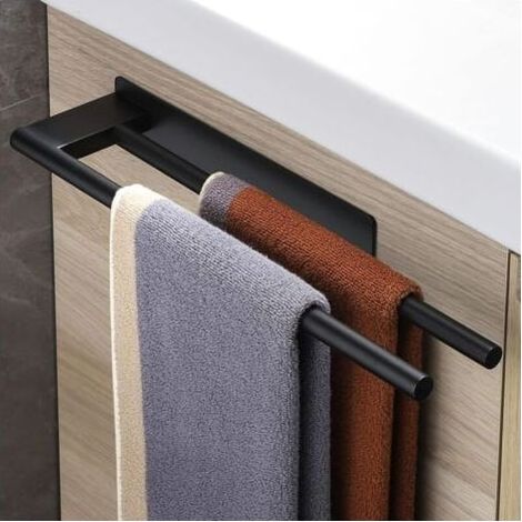 Porte-serviettes en acier inoxydable sans perçage pour salle de bain, mural, adapté à la salle de bain et à la cuisine (1/4)