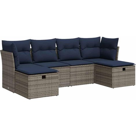 Maison Exclusive - 6-tlg. Garten-Sofagarnitur mit Kissen Grau Pol (1/5)