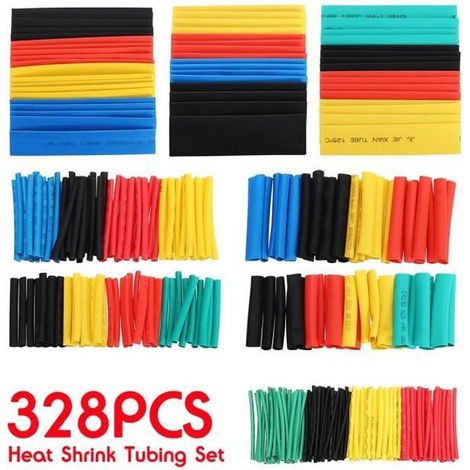 TEMPSA 328 pcs Gaine Thermorétractable Isolation Électrique Rétractable Tube Manches Câble 2:1 (1/4)