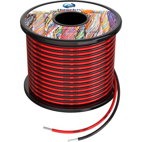 0.5mm² 20awg Fils électrique en Silicone 2x30 Mètres par axe Cable Cable fil de cuivre étamé multibrins Résistant à Haute Température anti-corrosion et facile à souder,Ultra flexible et doux (1/2)