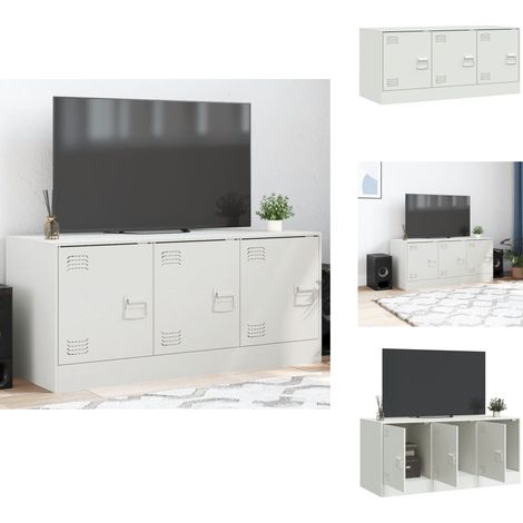 Meuble TV blanc 99x39x44 cm acier - Meubles Tv - Meuble Tv - Meuble Television - Bureau Tv - Support Tv (1/5)
