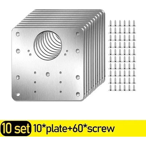 (A- 10 jeux) Kit de réparation de charnières de porte en acier inoxydable avec plaque de montage et trou pour meubles de cuisine. (1/5)