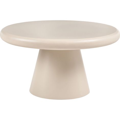 Coffee Table Beige MDF 80 cm Round Table Top Pedestal Base Sculptural Design Organic Style MAMAWI (1/5)