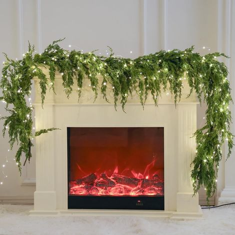 Guirlande De Noël Artificielle Thuja - 183 Cm - Lumières Led Blanc Chaud - Feuillage En Pe - Pour Intérieur Et Extérieur - 1 Pièce (1/5)