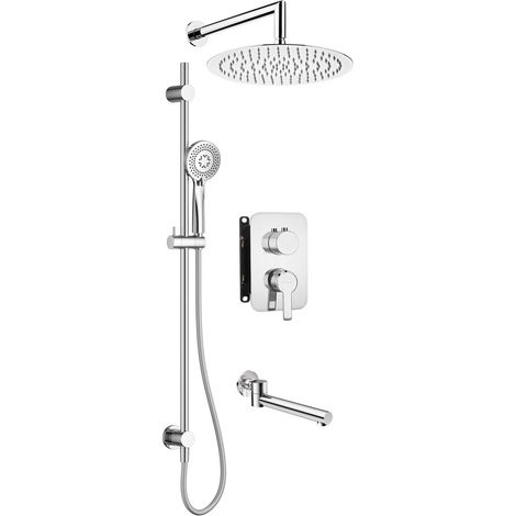 Set doccia con barra di scorrimento miscelatore doccetta soffione e bocca erogazione cromo - Arvo