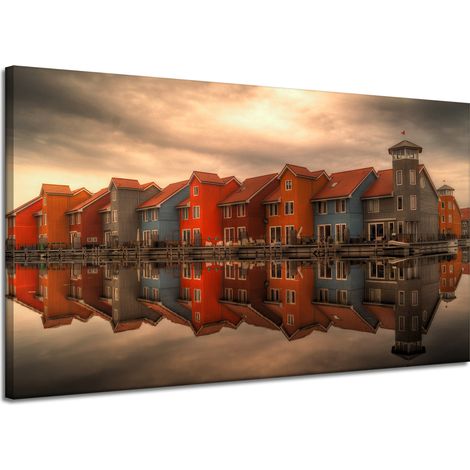 Lienzo impreso Casas coloridas de los Países Bajos 120x70