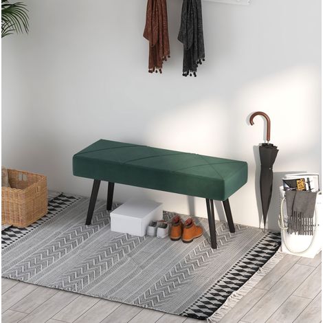 Siège salon rembourré en velours 100 x 36 x 45 cm vert OKMYHOME (1/5)