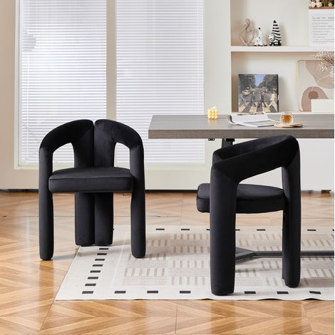 Set de 2 sillas de comedor con reposabrazos de terciopelo negro, 150 kg - CHICFURN (1/5)
