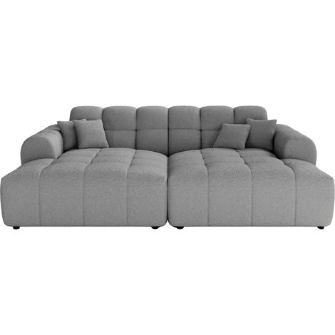 ALEXIA XL - Canapé droit tissu bouclette 4 places Gris foncé (1/5)