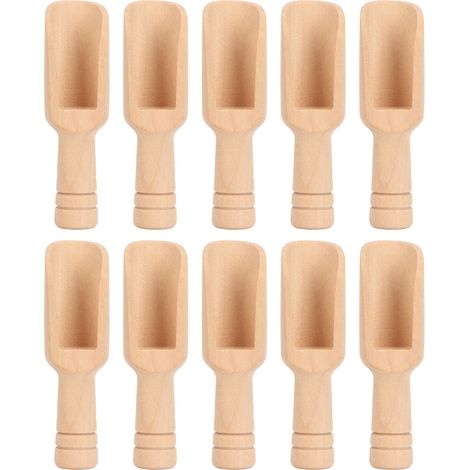 Lot de 10 cuillères à sel de bain en bois poli, écologiques, pour douche, format 2,4x7,6 cm (type 1) (1/5)
