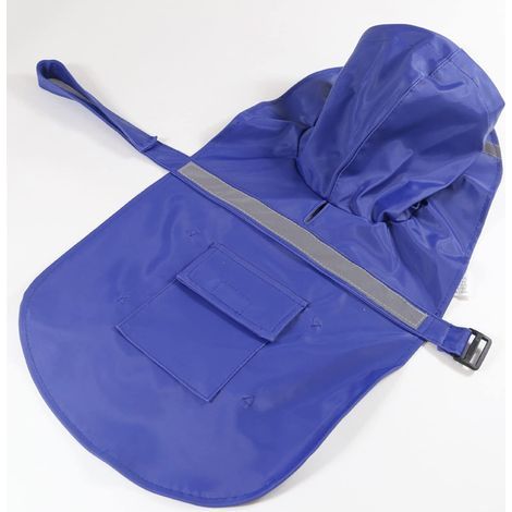 Imperméable pour chiens et chats avec capuche et bande réfléchissante (bleu, taille (1/5)