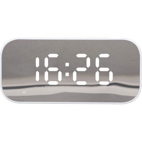 Radio-réveil portable avec variateur, double alarme FM et haut-parleur Bluetooth, idéal pour la maison ou le bureau (blanc).