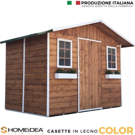Casetta in legno color mis. 330 x 222 cm 1 porta 2 finestre | Ardesia Rossa - incluso - a sinistra - Bianco Cerato - Bianco Cerato (1/5)