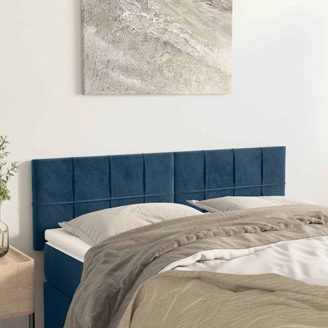 Tête de lit bleu foncé en velours 144 x 5 x 78/88 cm, hauteur réglable - PANGIVO (1/5)