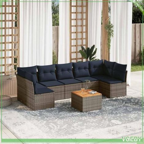 Salon de jardin - Modèle 3255907 - Résine tressée gris - 8 places modulable - Rangement étanche (1/5)