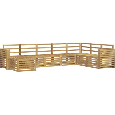 Outdoor Sofa Set 8 pcs White Solid Acacia Wood vidaXL