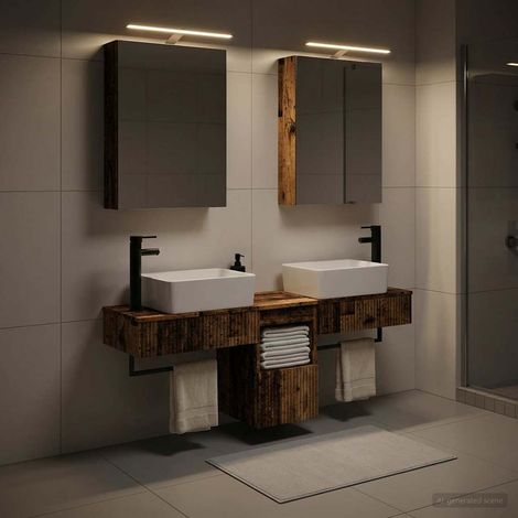 vidaXL Juego de Muebles de Baño 5 uds. Madera envejecida (1/5)