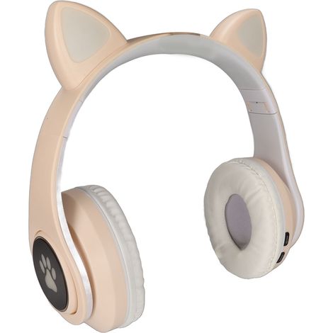 Leuchtende Bluetooth-Kopfhörer in Katzenohrenform mit verstärktem Bass, faltbar und kabellos, mit integriertem Atemlicht. (1/5)