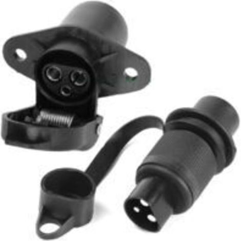 – Prise 3 broches agricole mâle et femelle 12V – Étanche avec capuchon – Connexion rapide et stable – Pour remorques et véhicules agricoles