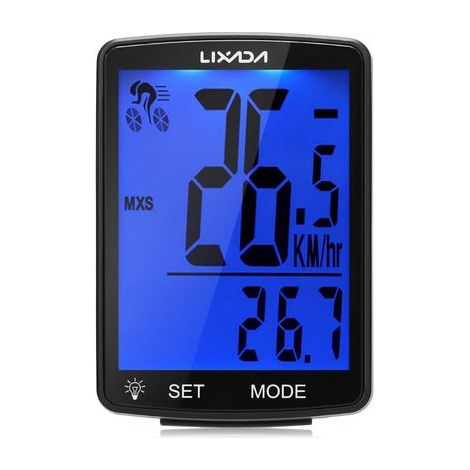 (80 x 54.5 mm) Wireless bike computer with 2.8-inch backlit multifunction HD LCD screen, IPX6 waterproof, stopwatch, temperature measurement (1/5)