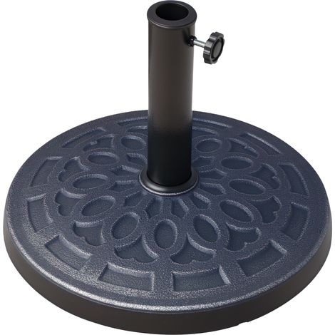 Outsunny 12kg Garden Parasol Base, Round Resin Sun Umbrella Base, Outdoor Umbrella Stand for 38mm or 48mm Outdoor Umbrella Poles, Bronze Tone