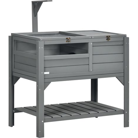Maison enclos pour tortues PawHut sur pieds avec étagère de rangement - en bois de sapin - interieur et extérieur