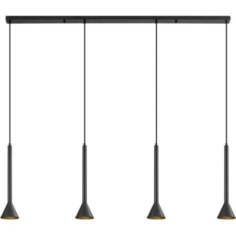 Rail de suspension décoratif 4x10W métal noir 4xGU10 Long 1100mm (1/3)