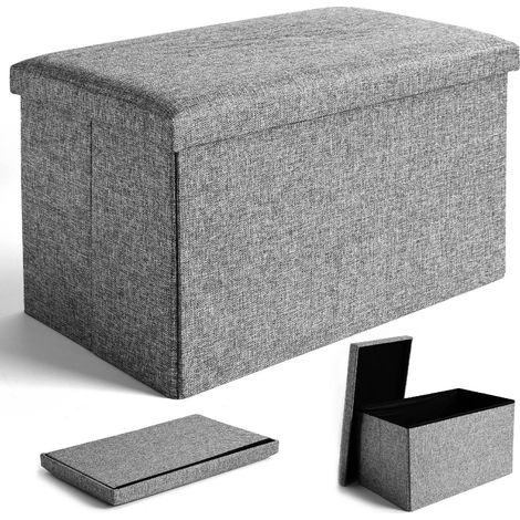 Pouf pieghevole Diego in tessuto grigio, taglia XL (1/5)