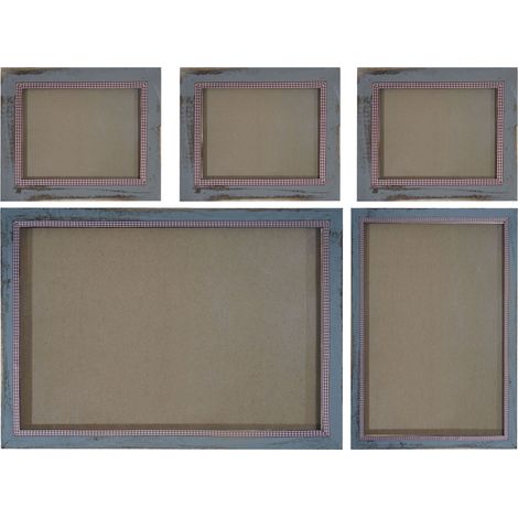 Bilderrahmen Set HHG-371, Fotorahmen Holzrahmen, 3x 21x26cm 1x 26x36cm 1x 36x51cm Shabby Landhaus grau (1/5)