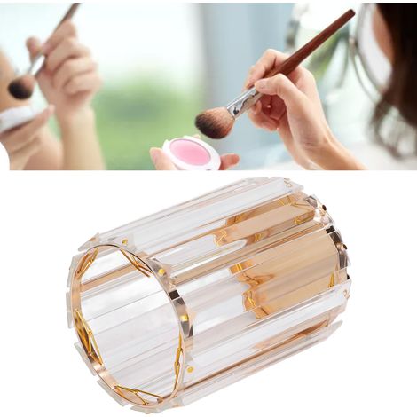 [Porte-Styles Cosmétiques] Holder Transparent Verre Borosilicaté Doré - 12.7x9.2cm Organisateur Bureau (1/5)
