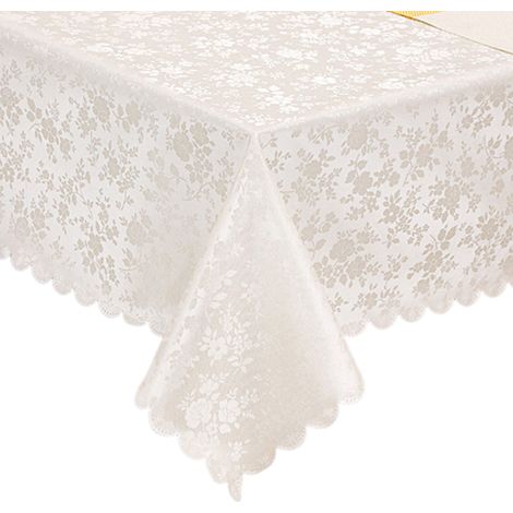1 Nappe rectangulaire, vinyle imperméable, bord festonné, lavable, pour cuisine et salle à manger, beige (1/5)