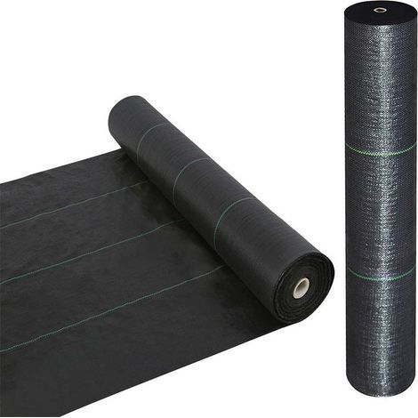10m x 2m de largeur tissu de lutte contre les mauvaises herbes membrane de protection du sol membrane de jardin paysage allée bloc de mauvaises herbes polaire robuste 125 gsm noir, 1 paquet (1/5)